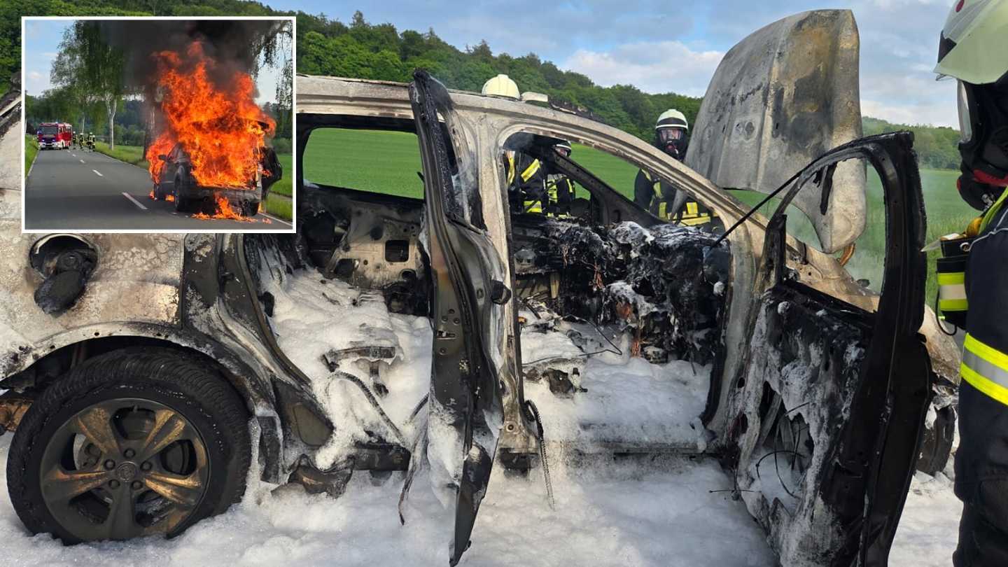 Dramatische Minuten am Eulenkrug: Fahrer koppelt brennenden Pkw ab und rettet Schafe vor den Flammen